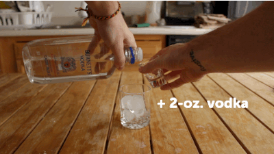 2-oz vodka to glass